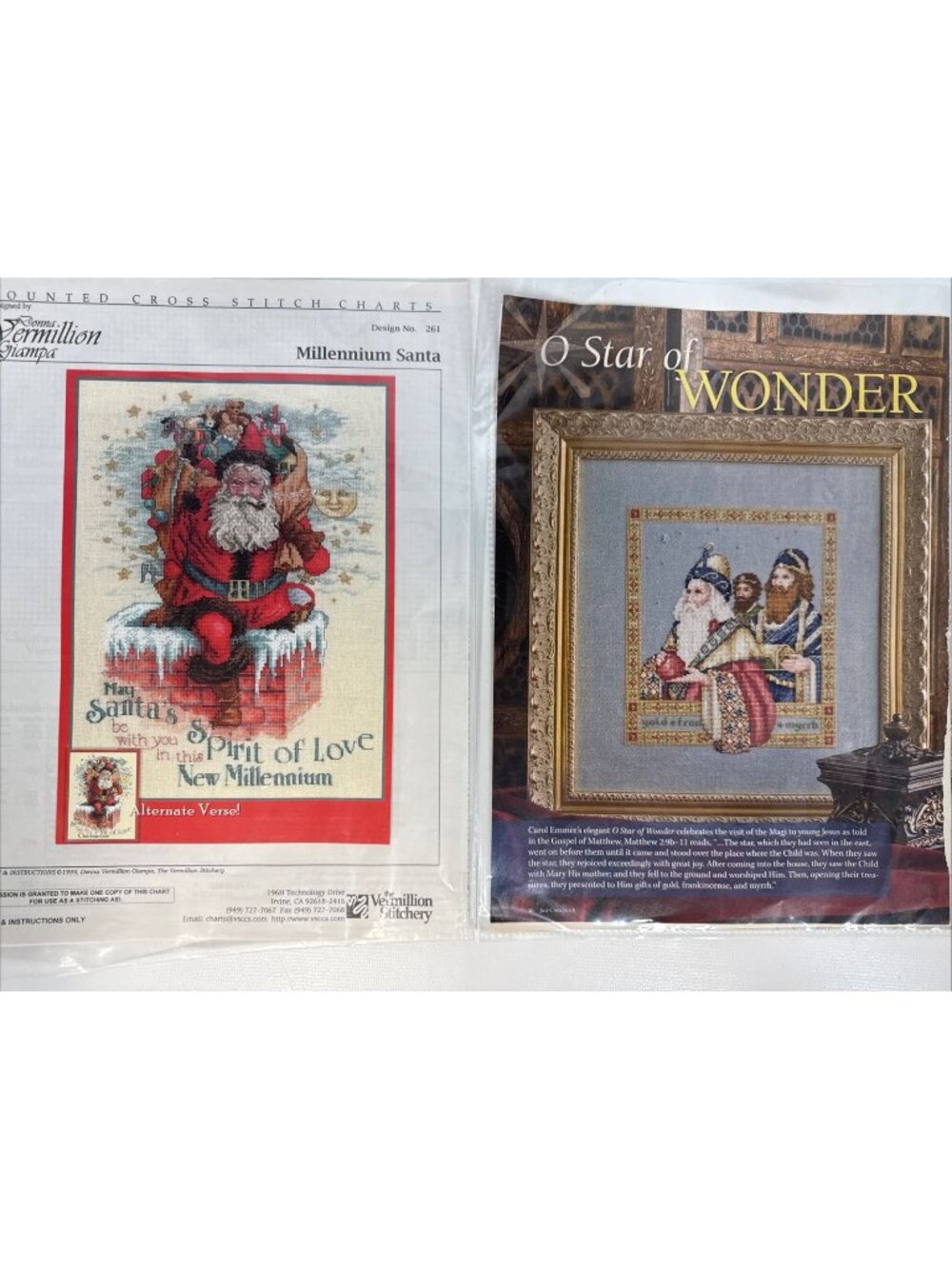 2 Cross Stitch Patterns Christmas Santa & 3 Wisemen